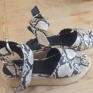 Snake print sandals super cute with wedge